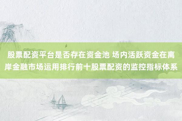 股票配资平台是否存在资金池 场内活跃资金在离岸金融市场运用排行前十股票配资的监控指标体系